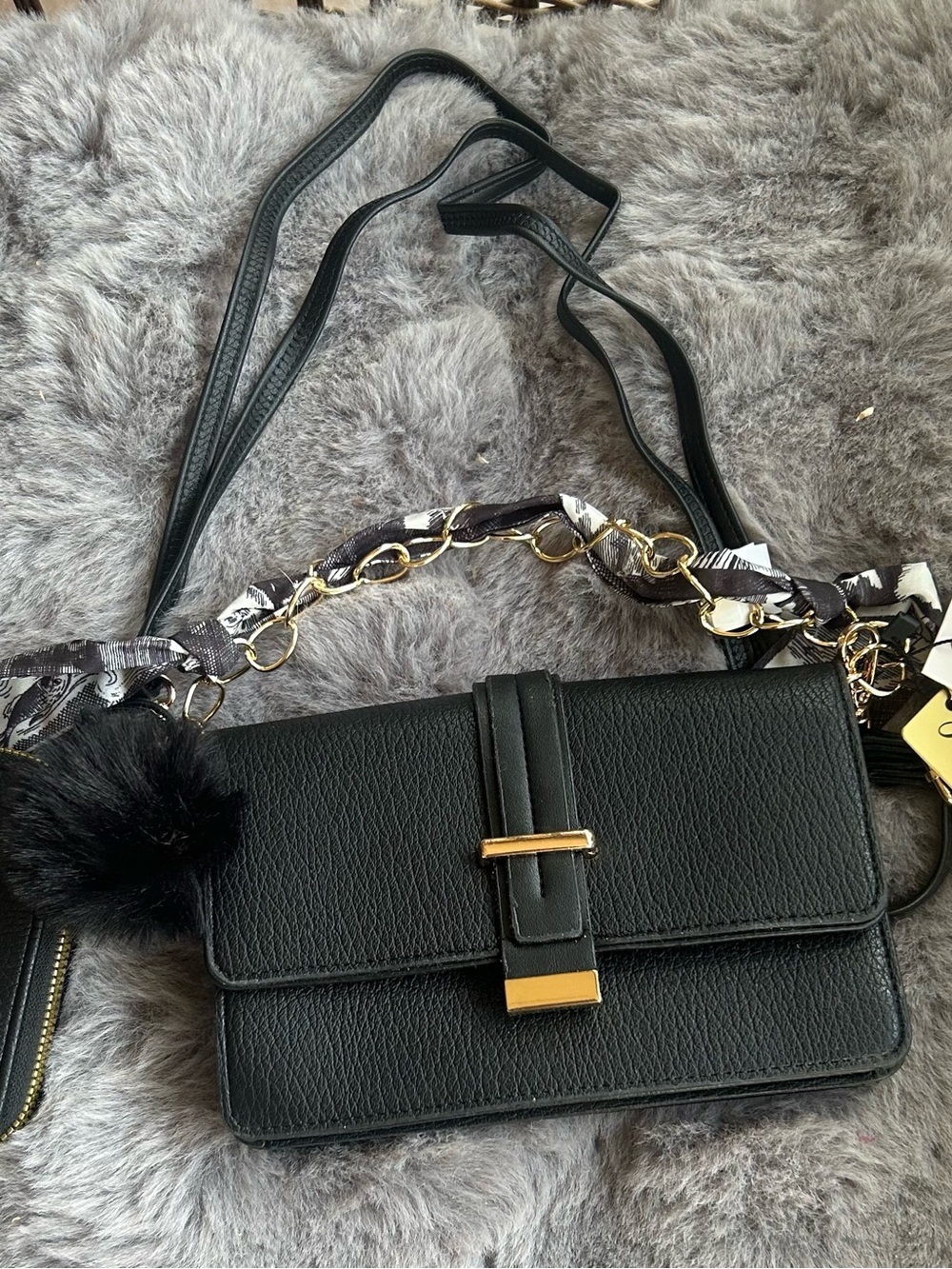 Women’s Black Mini Crossbody Bag with Gold Accent